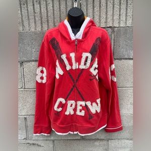 Slide wilder men hoodie red not new normal wear size Large 77% cotton .